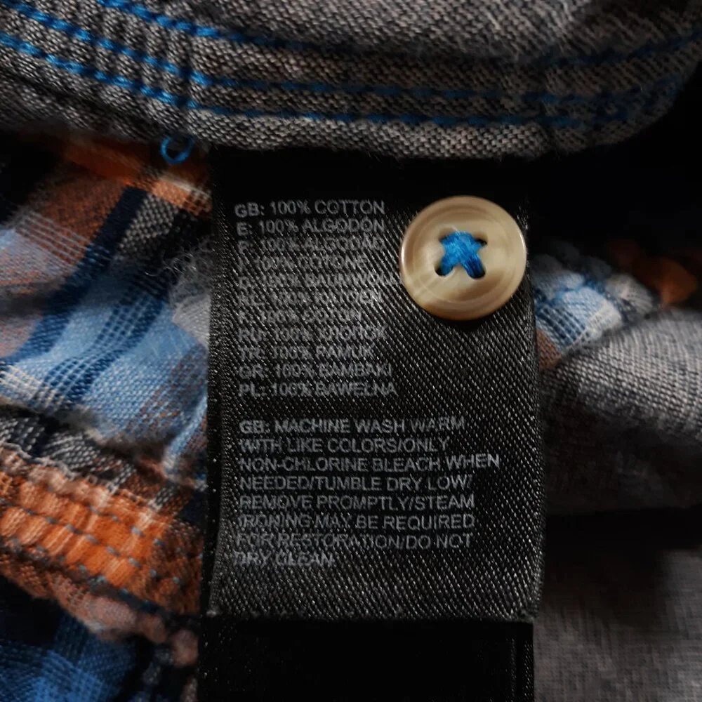 The North Face Short Sleeve Flannel Shirt Mens Medium Blue Plaid Outdoor‎ Hiking